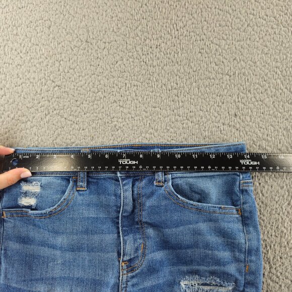 American Eagle Jeans Womens 6 Blue Hi Rise Jegging Crop Super Stretch Distressed - Picture 8 of 16